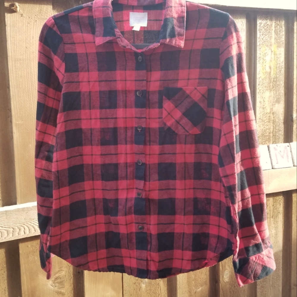 Red Flannel Plaid Buffalo Check Shirt S
